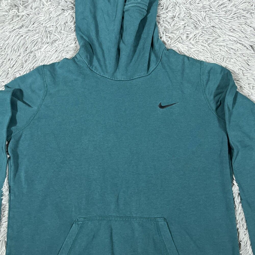 Nike Sweatshirt Large Green Black Hoodie Sportswear Club Fleece Funnel Womens - Picture 3 of 16